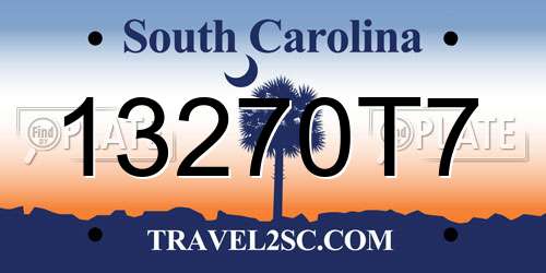 13270T7 South Carolina License Plate