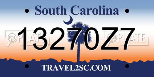 13270Z7 South Carolina License Plate