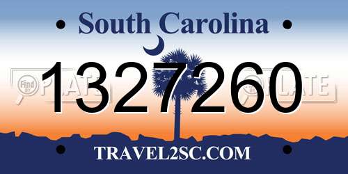 1327260 South Carolina License Plate
