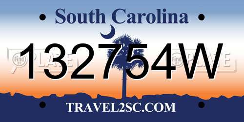 132754W South Carolina License Plate