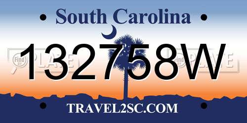 132758W South Carolina License Plate