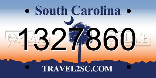 1327860 South Carolina License Plate