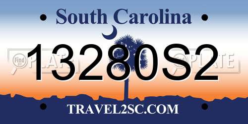 13280S2 South Carolina License Plate