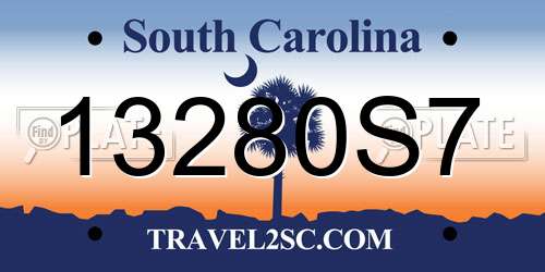 13280S7 South Carolina License Plate
