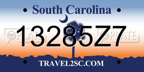 13285Z7 South Carolina License Plate