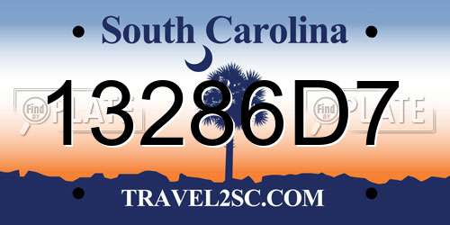 13286D7 South Carolina License Plate
