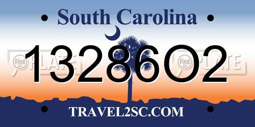 13286O2 South Carolina License Plate