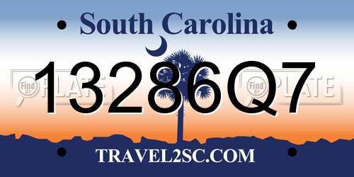 13286Q7 South Carolina License Plate
