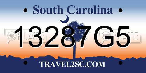 13287G5 South Carolina License Plate