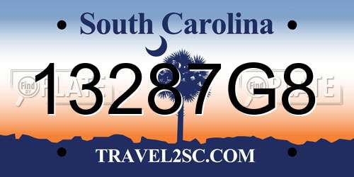 13287G8 South Carolina License Plate
