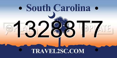 13288T7 South Carolina License Plate