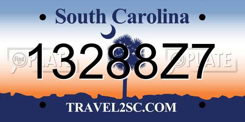 13288Z7 South Carolina License Plate