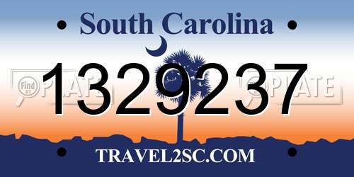 1329237 South Carolina License Plate