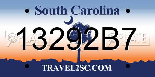 13292B7 South Carolina License Plate