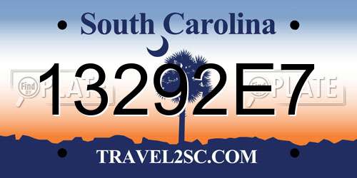 13292E7 South Carolina License Plate