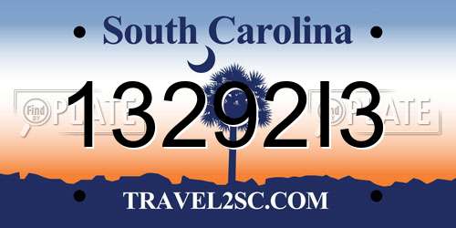 13292I3 South Carolina License Plate