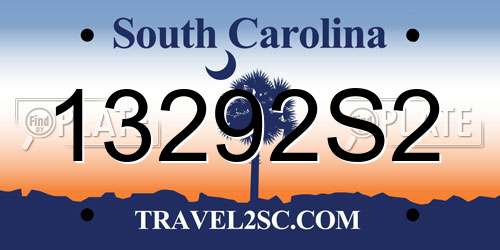 13292S2 South Carolina License Plate