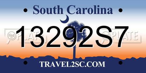 13292S7 South Carolina License Plate