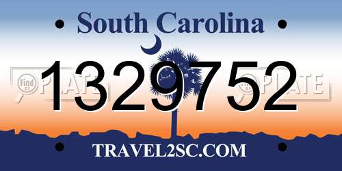 1329752 South Carolina License Plate