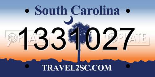 1331027 South Carolina License Plate