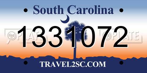 1331072 South Carolina License Plate