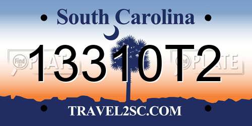 13310T2 South Carolina License Plate