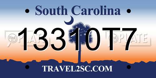 13310T7 South Carolina License Plate