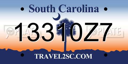13310Z7 South Carolina License Plate