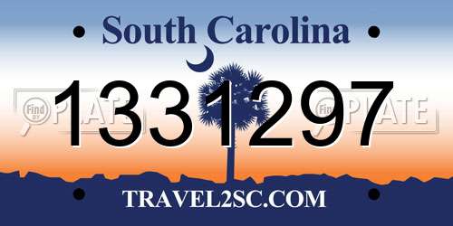 1331297 South Carolina License Plate