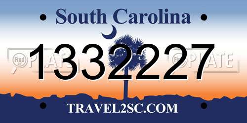 1332227 South Carolina License Plate