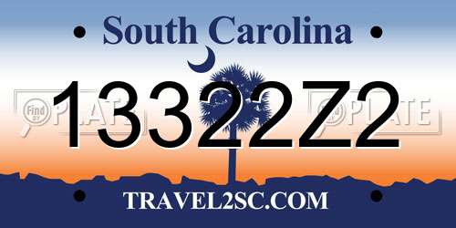 13322Z2 South Carolina License Plate