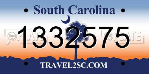 1332575 South Carolina License Plate