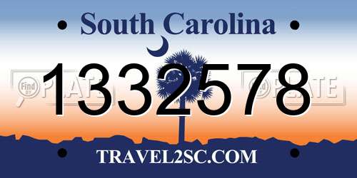 1332578 South Carolina License Plate