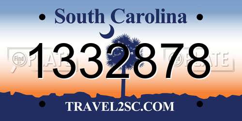 1332878 South Carolina License Plate