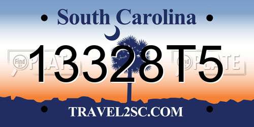 13328T5 South Carolina License Plate