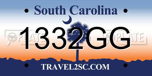 1332GG South Carolina License Plate