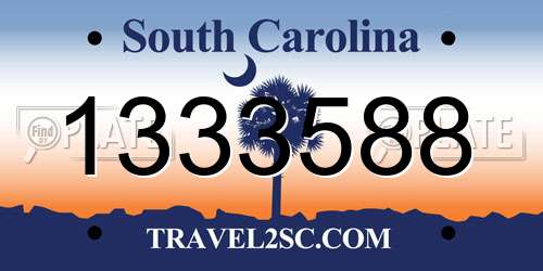 1333588 South Carolina License Plate