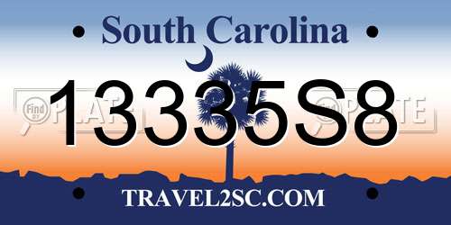 13335S8 South Carolina License Plate