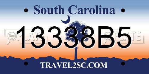 13338B5 South Carolina License Plate