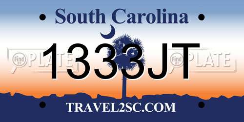 1333JT South Carolina License Plate