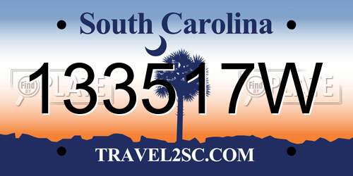 133517W South Carolina License Plate