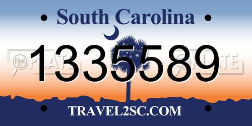 1335589 South Carolina License Plate