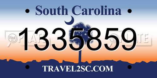 1335859 South Carolina License Plate