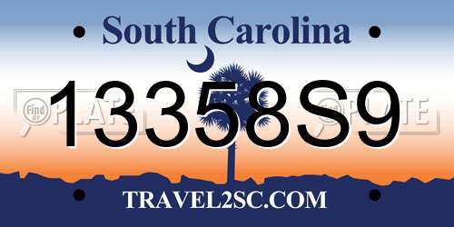 13358S9 South Carolina License Plate