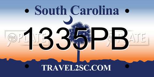 1335PB South Carolina License Plate