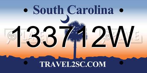 133712W South Carolina License Plate
