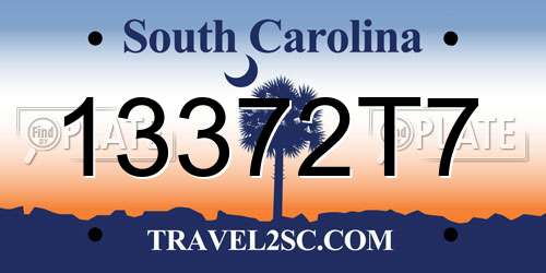 13372T7 South Carolina License Plate