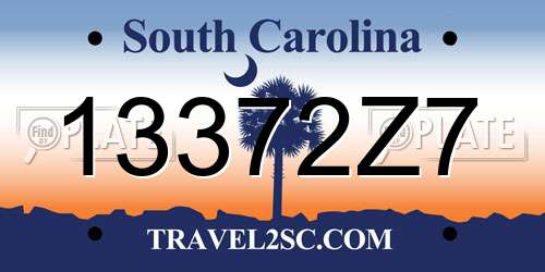 13372Z7 South Carolina License Plate
