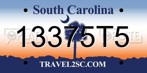 13375T5 South Carolina License Plate