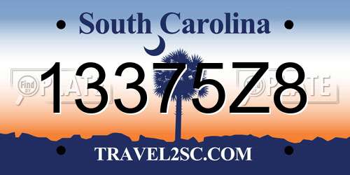 13375Z8 South Carolina License Plate